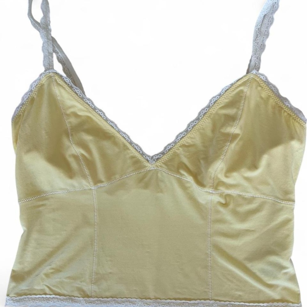 Guizio Yellow Lace Trim Camisole
